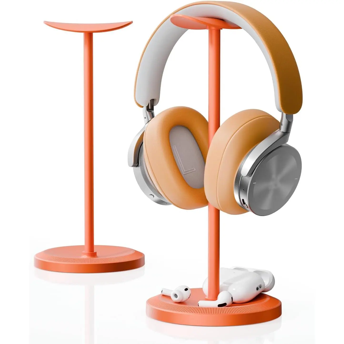 Headphone Stand, Desktop Headset Holder, Orange | Earphone Stand, Gaming Headphone Hanger, Enlarged Headrest Heavy Base, Office Desk Accessories for  Headphones Size