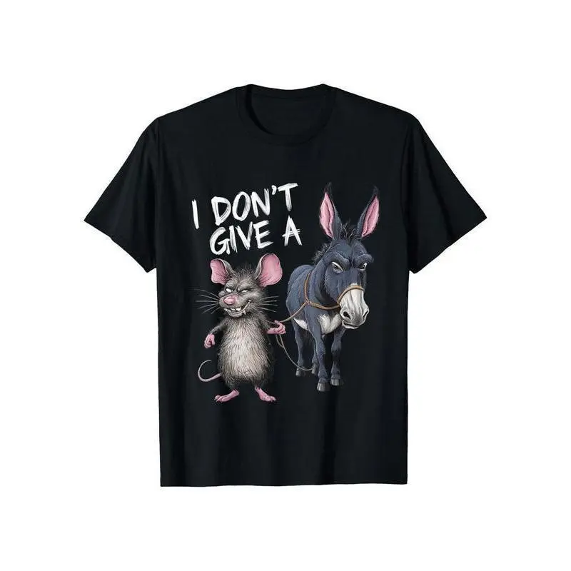 Men's Retro Graphic T-Shirt, Loose Fit Short Sleeve Streetwear Top with Round Neck, Soft CVC-Blend Fabric, Funny Donkey Print, Shortsleeve, Bold Graphic, Fade Resistant, Menswear, Casual, Xxxxl, Soft Cotton, All Season, Crew Neck, Machine Washable, Clothe