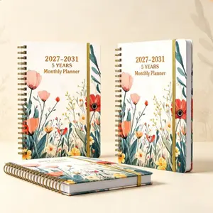 A5 Size 72 Sheets 144 Pages Premium Bond Paper, Five-Year Monthly Planner Notebook (2027-2031), Coil Bound Schedule Journal, Long-Term Goal Calendar