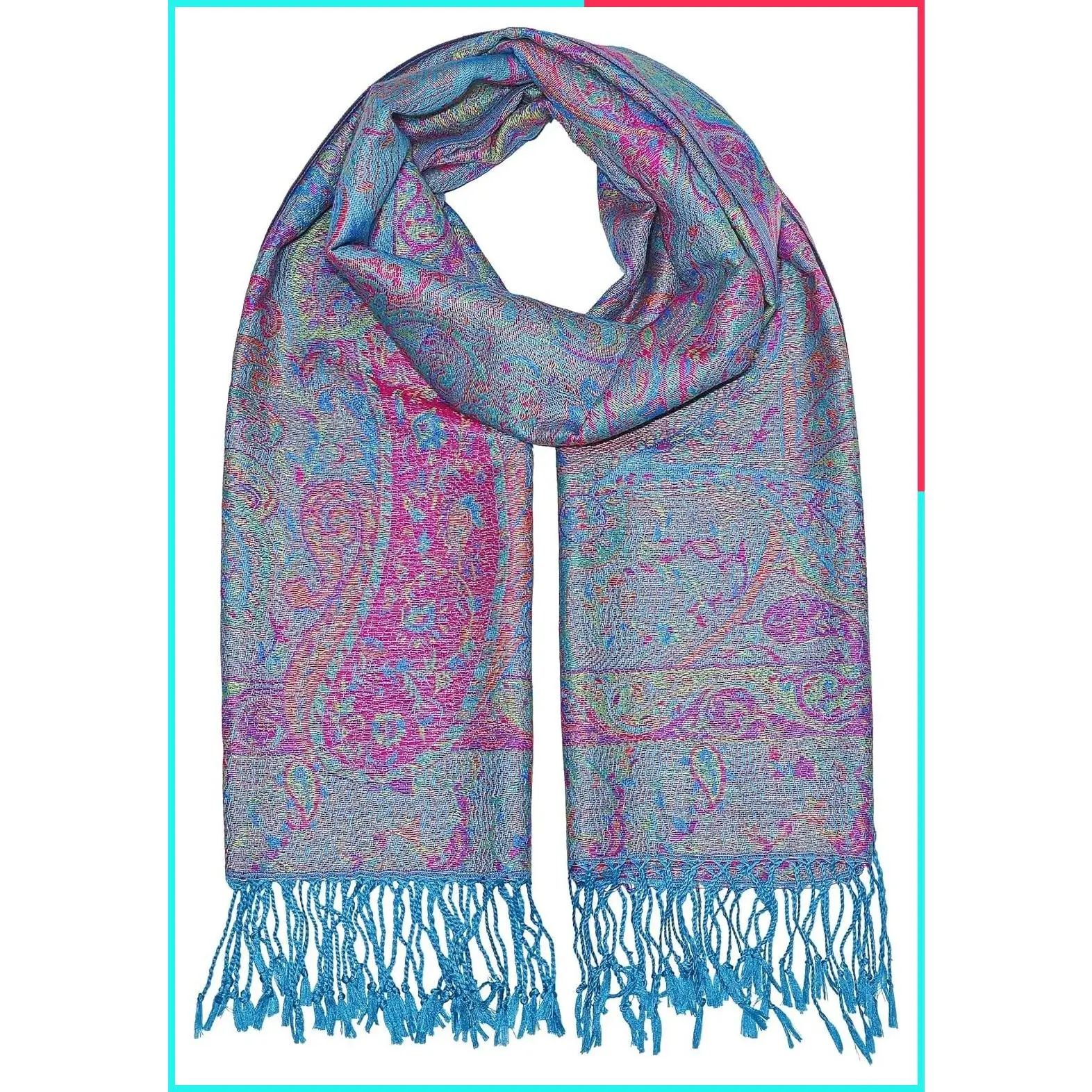 Women's Reversible Paisley Pashmina Scarf Wrap - All Seasons, Soft Fabric, Ideal for Festivals, Weddings & Evening Dress, One Size