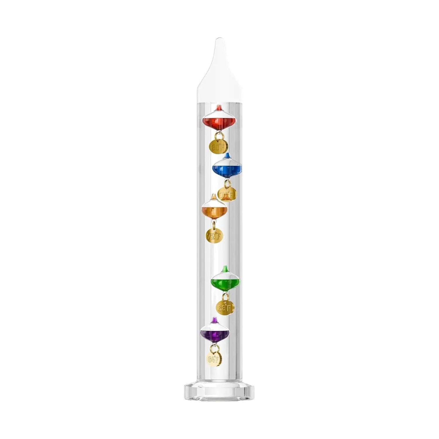 11 in Glass Tube Galileo Thermometer with 5 Multi-Colored Balls (64ºF to 80ºF) – Whimsical Home Decor, Thoughtful Gift for Family or Friends for Indoor Use, Room Decor