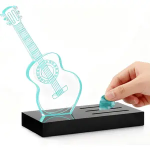Light Up Guitar Picks Holder Gifts for Players - 7 Color Changing  Guitar Night Light with USB- Base