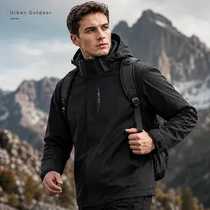 2026 New Mens Hooded Jacket Waterproof Windproof Warm Lightweight Zip Up Windbreaker Fitted Polyester Long Sleeve Adjustable Drawstrings Multi Pockets Plain Solid Color All Season Outdoor Casual Tops for Running Hiking