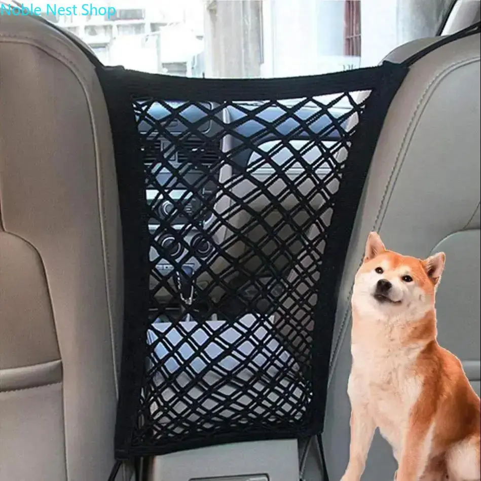 Universal Fit Car Pet Barrier, Durable Oxford Mesh Safety Divider for Dogs with Car Storage Organizer - Easy Installation for Enhanced Safety, Durable Design, Promotes Safer Driving, Sturdy Stitching, Fabric
