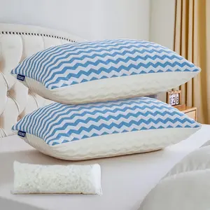 Pillows Queen Size Set of 2- Adjustable Firm Shredded Memory Foam Pillows - Side Sleeper Bed Pillows for Adults with Washable Cover and Bonus Foam Fill