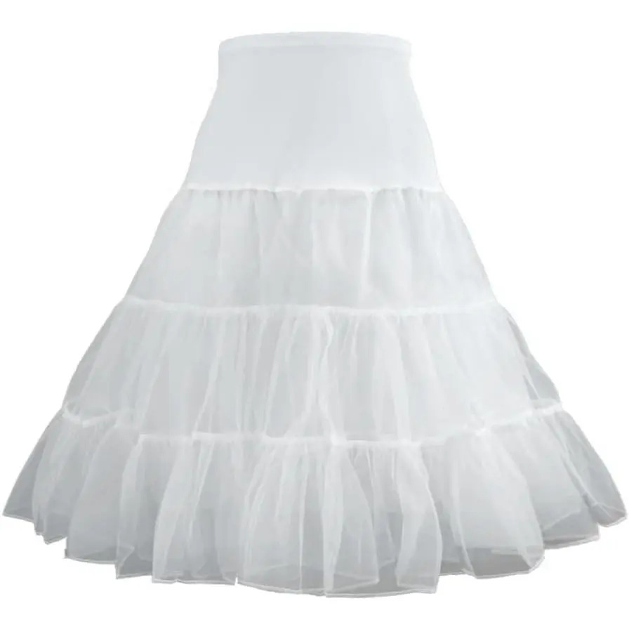 Women's Vintage 1950s Petticoat Knee-Length Tulle Crinoline Half Slip Skirt(Gift)