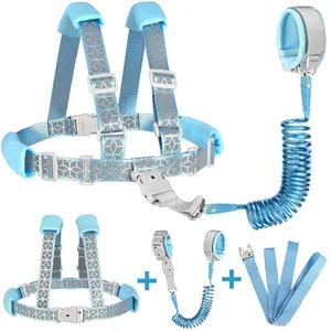 3 in 1 Toddler Harness Leash, Reflective Kids Harnesses with Anti Lost Wrist Link, Child Leashes with Lock for Boys Girls, Baby Walking Wristband Rope Protection Tether for Outdoor