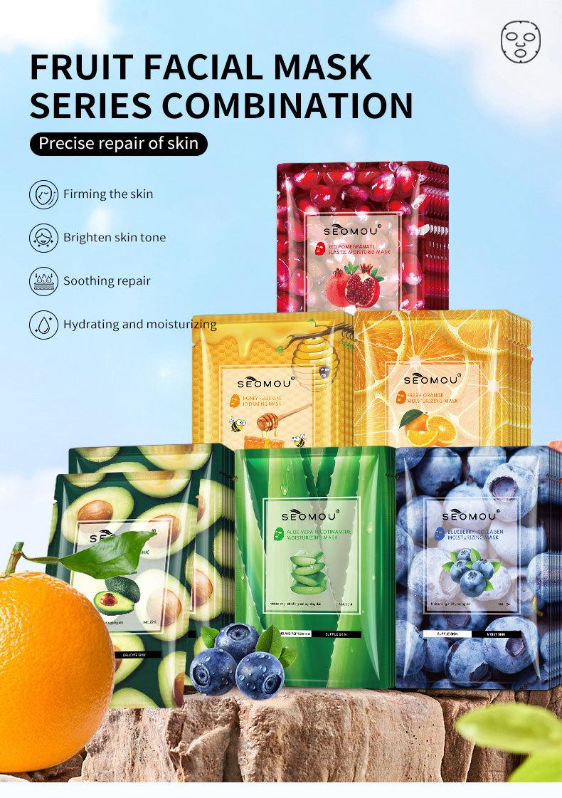 Fruit facial mask, sheet mask, moisturizing and hydrating facial mask