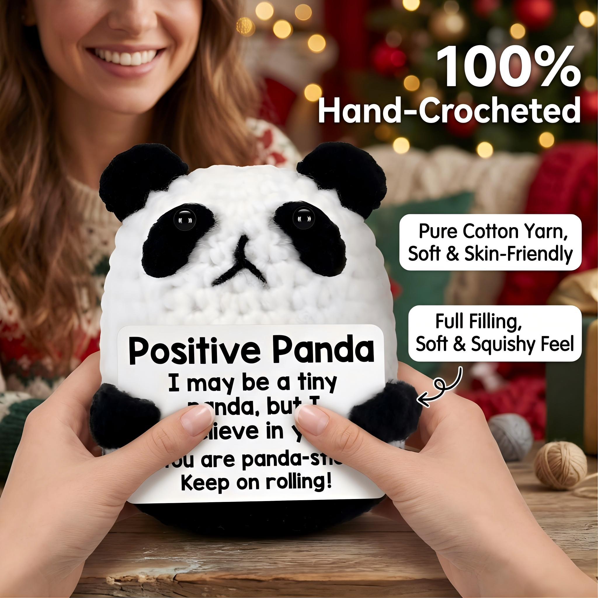 Soft Handmade Crochet Panda Stuffed Animal,Emotional Support Plush for Anxiety Relief,Birthday Gifts for Women Men,Teacher Appreciation Gifts,Easter Basket Stuffers for Boys Girls Teens,Cute Mini Companion Toy for Home Decor & Festival Gifting