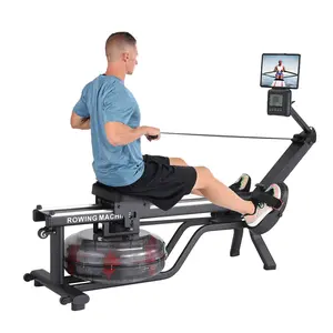 Garvee Water Rowing Machine for Home Use – 380 lbs Weight Capacity – Wide Ergonomic Seat – Collapsible Space-Saving Design – Digital Monitor & Tablet Holder – App Compatible – Ideal for Indoor Cardio Fitness