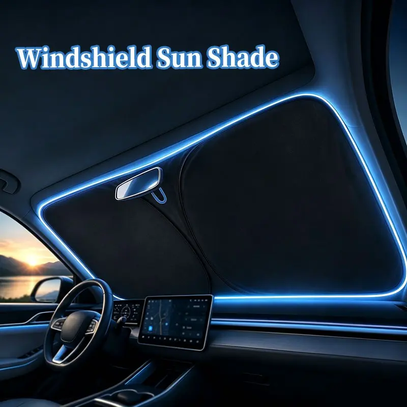 Car Front Windshield Sunshade, Foldable UV Protection, Single Layer Heat Insulation, Summer Sunscreen, Car Accessories