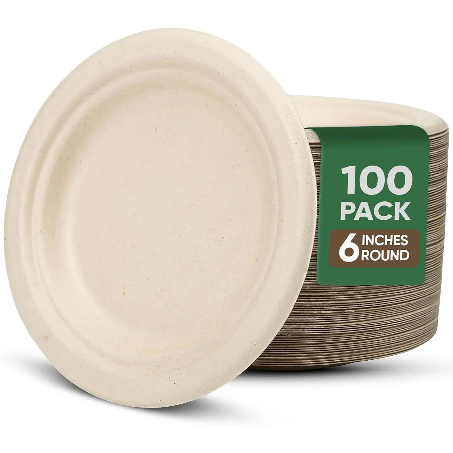 Paper Plates 6 Inches, 100 Pack Disposable Plates –  Compostable Plates, Water & Oil Proof Dessert Plates, Microwavable Small Paper Plates,  Paper Plate For Party - Brown