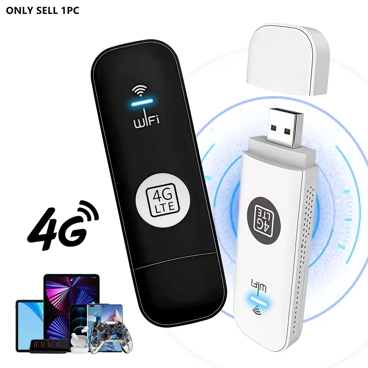 4G LTE Mobile Hotspot, 150Mbps Portable WiFi Router, USB Plug and Play, Multi-Device Sharing, Secure Internet for Travel, Camping, Business & Home Office