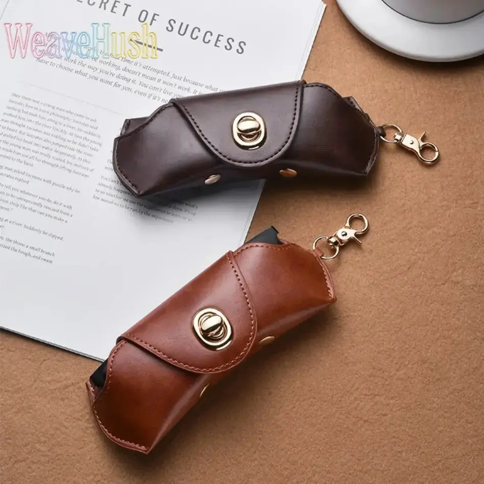 Unisex Slim Leather Glasses Case with Buckle Closure - Polyester-Lined, Anti-Scratch, Casual Minimalist Protective Eyewear Holder for Pockets, Backpacks, Daily Use