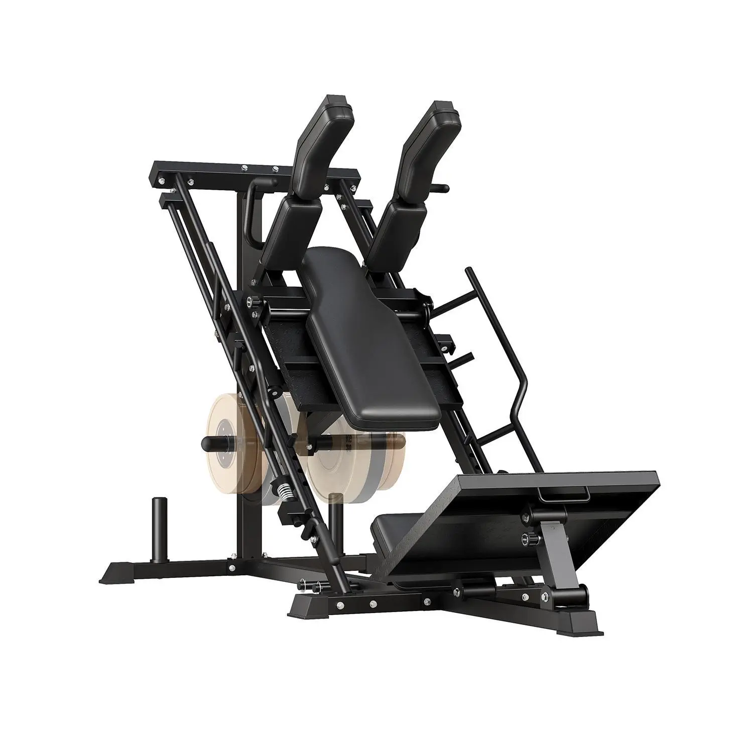 3-in-1 Leg Press Hack Squat Machine – Carbon Steel, Adjustable | For Quads, Glutes, Calves | Compact Home Gym Equipment | Plate Storage, Ergonomic | Heavy Duty, Stable | Black | Professional Strength Training | Space-Saving Design