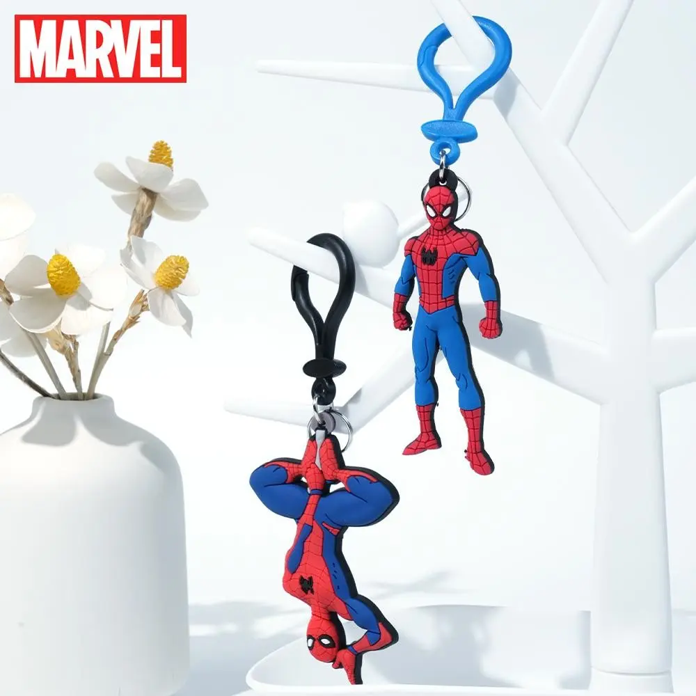 Marvel Official Spider-Man Keychain, 2 Designs, Upside Down Standing, Soft Rubber, Backpack Bag Charm, Halloween Christmas Gift