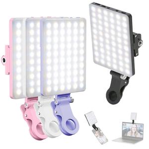 clip-on portable selfie light, 60 led cell phone fill light, cri 95+ 3 light modes dimmable, 10-level brightness adjustment, rechargeable clip fill video light, cellphone accessories,, selfie led lights