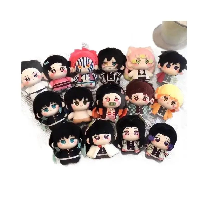 Demon Slayer Plush Keychain Set Cute Chibi Anime Character Mini Cotton Doll Stuffed Pendant Bag Charm Fans Collectible Gift