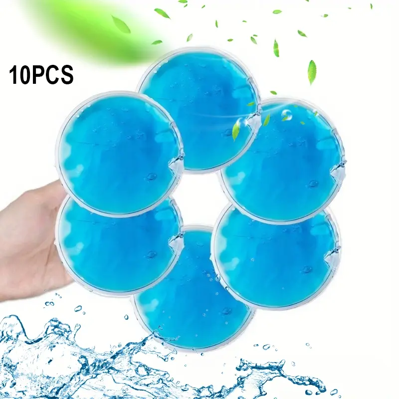 10 reusable round gel ice packs, Cooling Pads - ideal for hot and cold compresses, especially eye care.