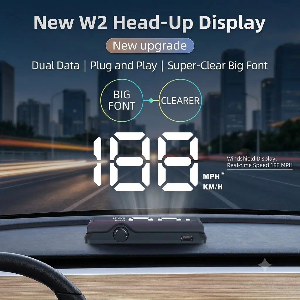 GPS HUD Speedometer for Car, Car Speed Monitor, Windshield Projection Display with MPH/KMH Digital Speed, Overspeed Alert & Auto Brightness, Universal Vehicle Driving Assistant