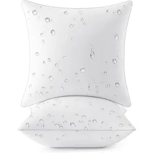 Pack of 2 20x20 Outdoor Pillow Inserts, Waterproof Decorative Square Throw Pillow Inserts for Patio Sofa Garden Porch Couch