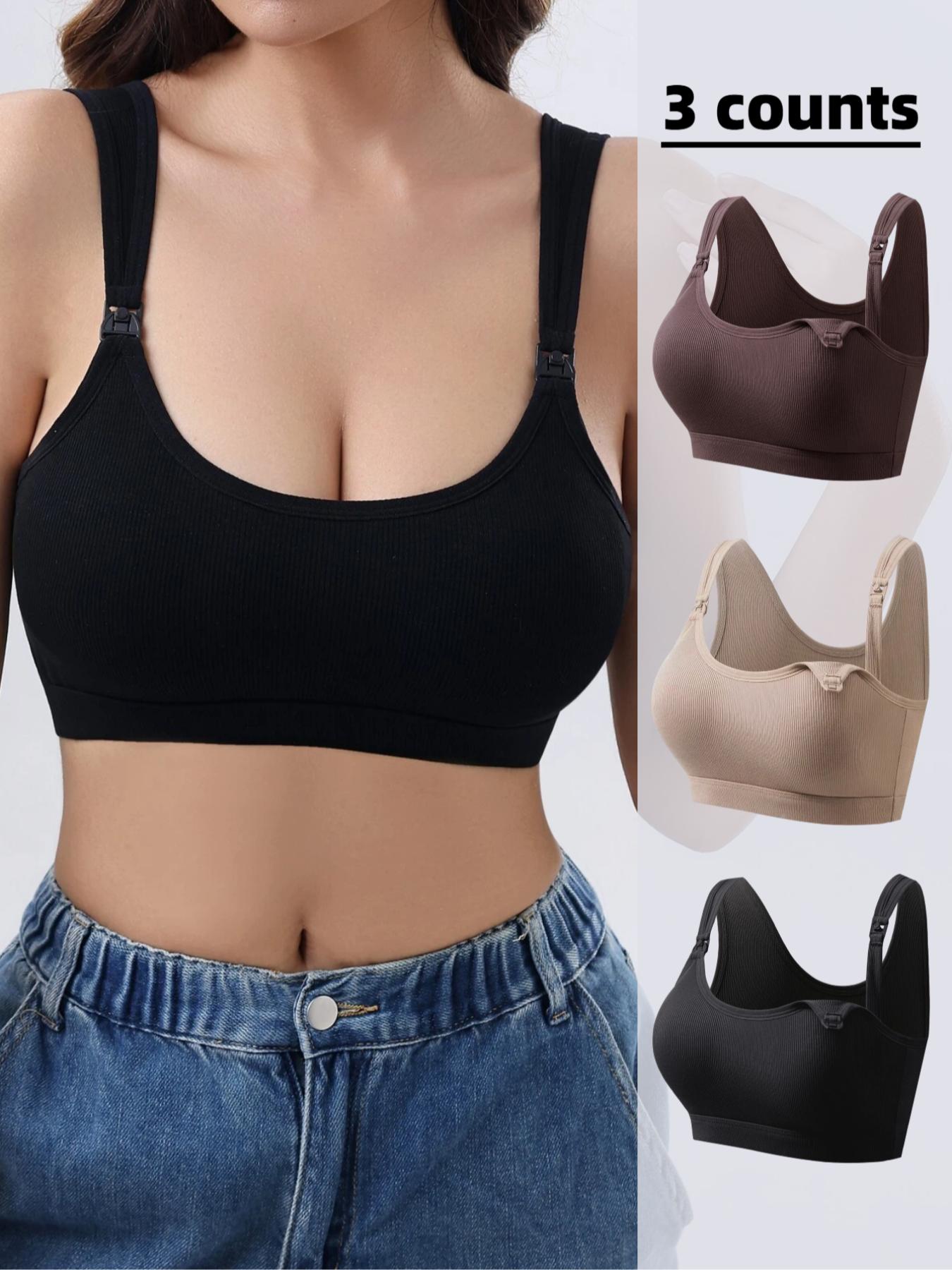 3pcs/5pcs Pregnant Nursing Tank Top, Detachable Pads, Soft Support, Breathable Comfort, Women's Maternity Underwear Nursing Backless Bra