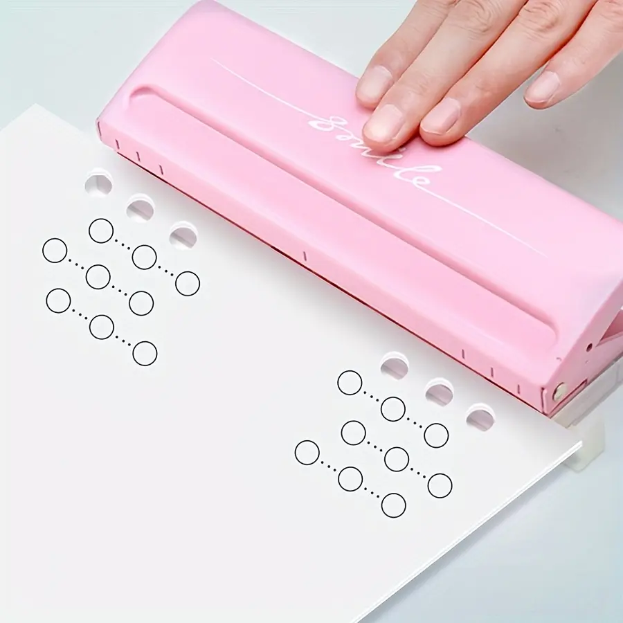 1pc paper punch with six holes, adjustable hole spacing, no power supply, metal craft tool for paper, binders and stationery, suitable for office schools, Classroom Supplies
