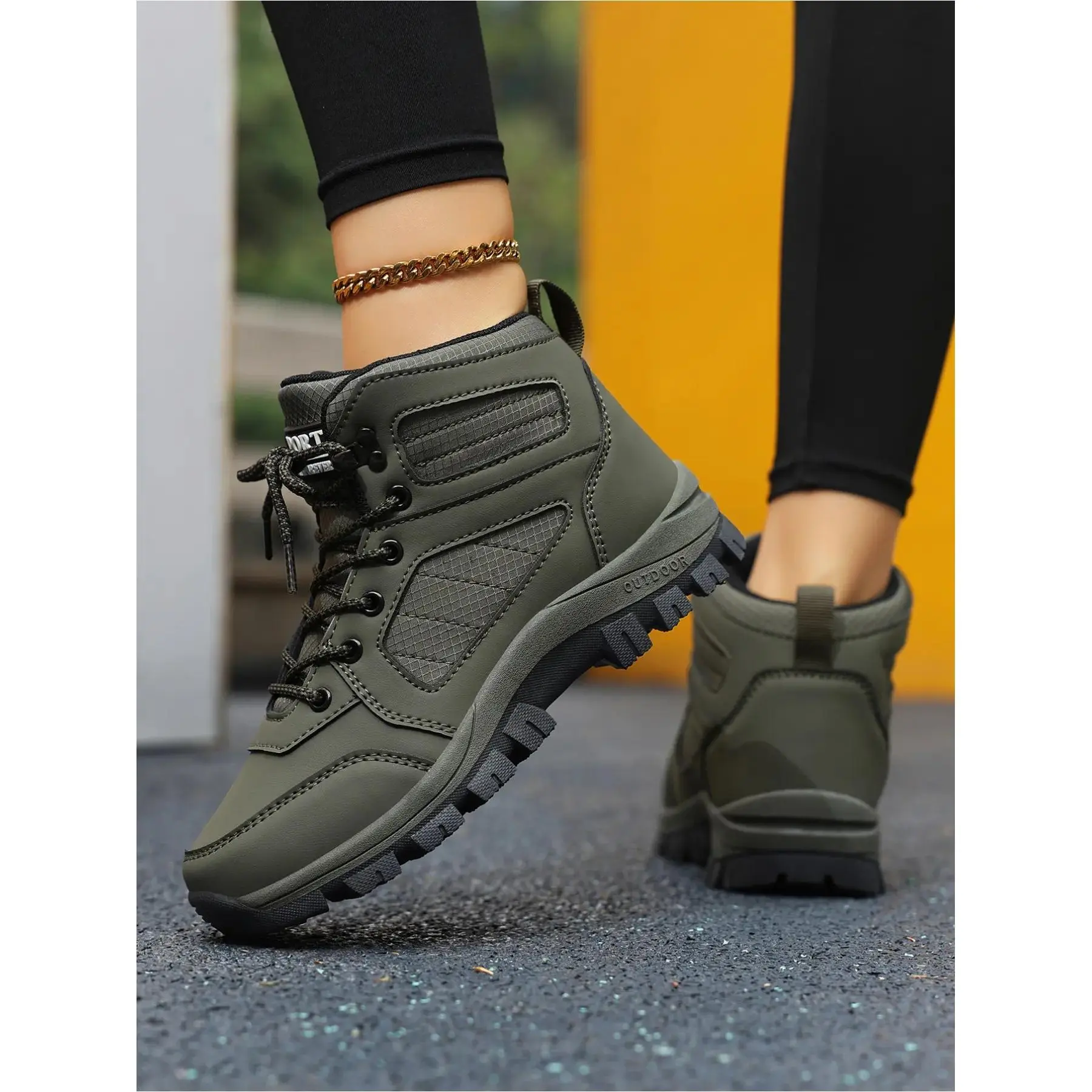 YYW1 Women's Anti-Top Hiking Boots, Fashionable Comfort Outdoor Trekking Shoes, Thick Sole Durable Mountain Work Boots, Walking Hiking Shoes, Premium Hiking Shoes