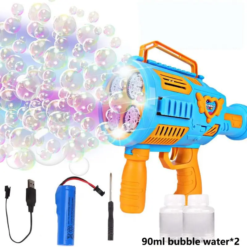 Automatic Bubble Machine Rechargeable Bubble Gun for Kids, Includes 2 Bottles of Refill Solution, Electric Bubble Blaster Toys with Lights, Automatic Bubble Maker
