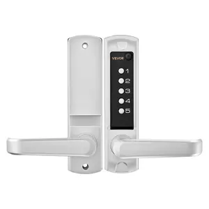 【DealsForYouDays】VEVOR Mechanical Keyless Entry Door Lock, 2.0 Code Upgrade, 5 Digits Code, Single-Sided Push Button Combination Keypad Door Lock with Handle, Auto Locking, for Garden Gates, Indoor or Outdoor, Silver