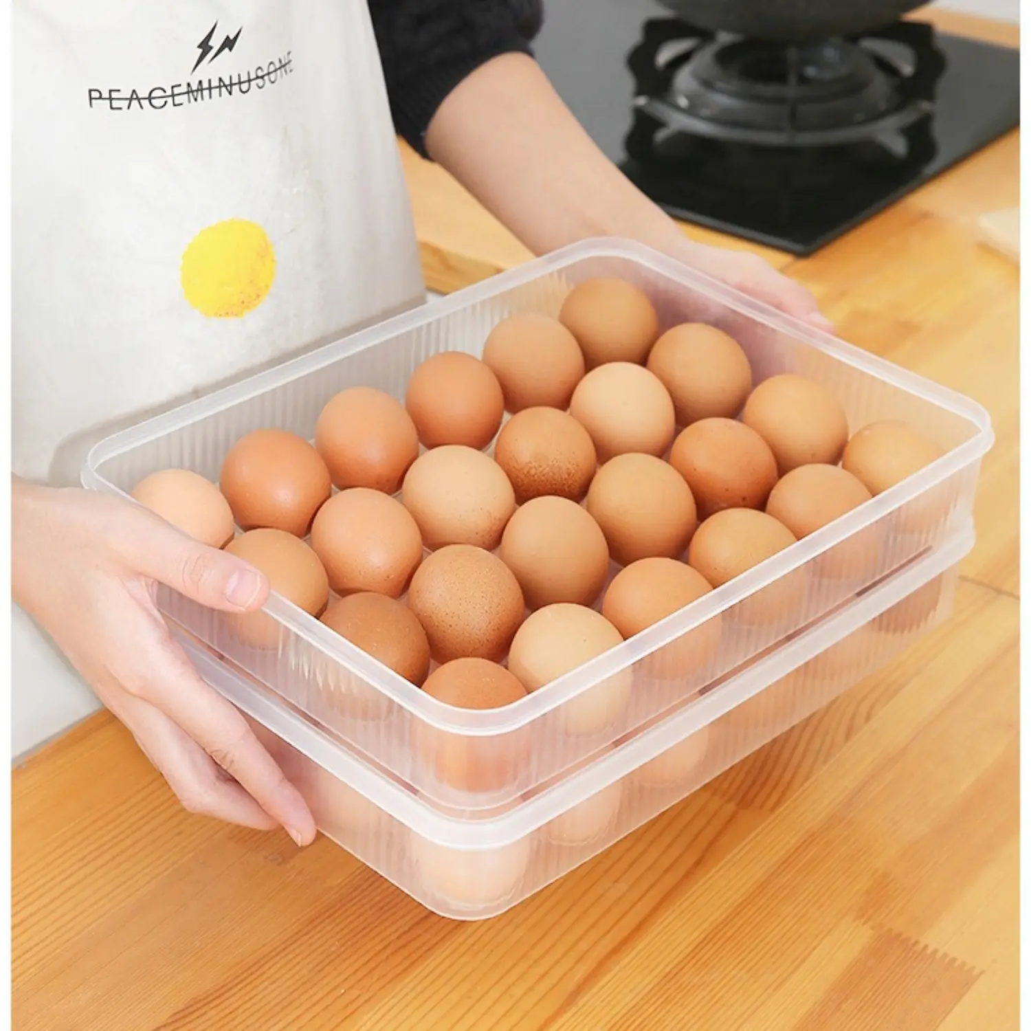 2Pcs 24 Grids Transparent Egg Storage Box with Lid Stackable Egg Holder Tray Refrigerator Egg Organizer Container for Chicken Eggs & Duck Eggs Kitchen Food Storage