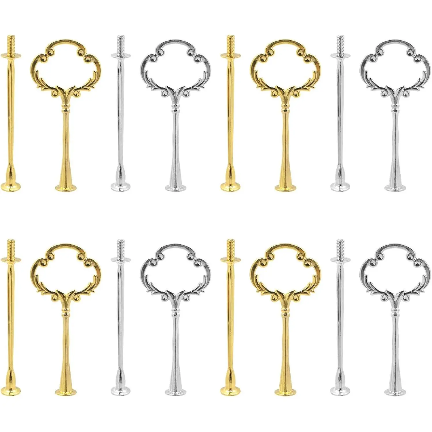 2-Tier Cake Stand Hardware Kit – 8 count Flower Design Tray Fittings for DIY Wedding Cake Stands | Includes  &  Cake Stand Holders for Party Buffets, Showcases &  Decor