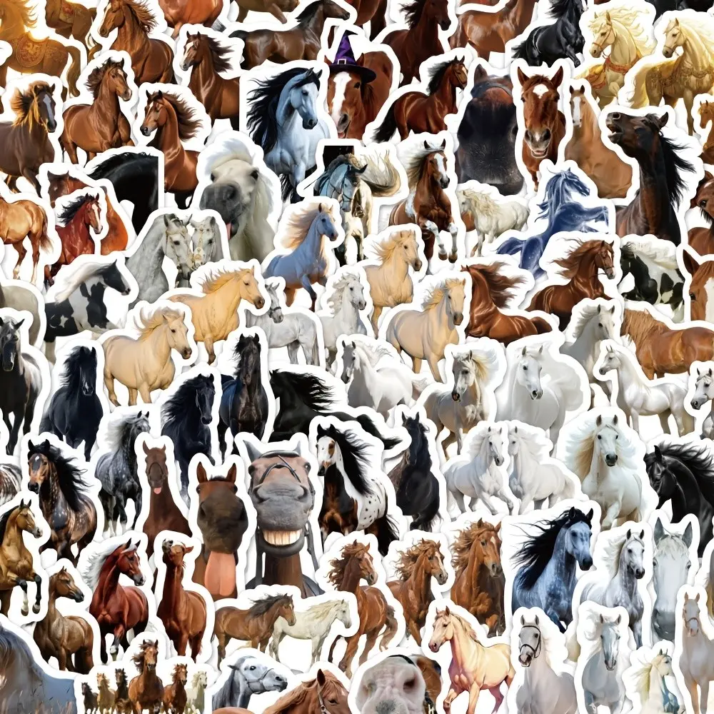 Realistic Horse Stickers, 5 Packs X 100pcs Each, Total 500pcs, Creative Desktop Decor, High-Definition Planner Stickers