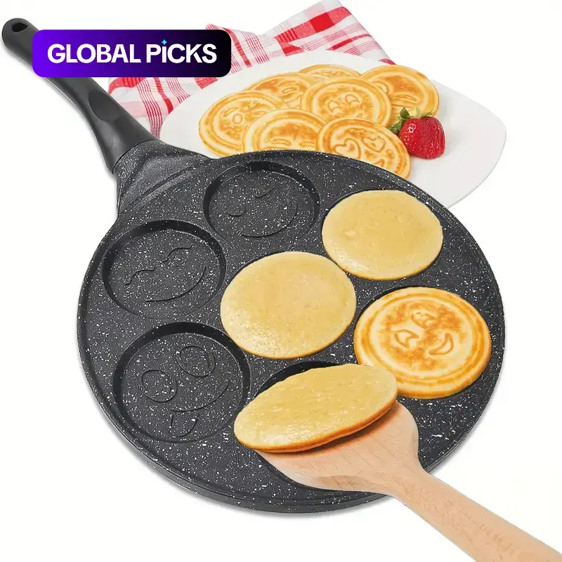 7 Hole Pancake Pan, Non Stick Pancake Pan with Handle, Egg Frying Pan, Creative Breakfast Cookware for Home Kitchen, Nonstick Kitchen Cookware, Nonstick Skillets, Kitchen Pans, Non Sticky #GLOBAL PICKS