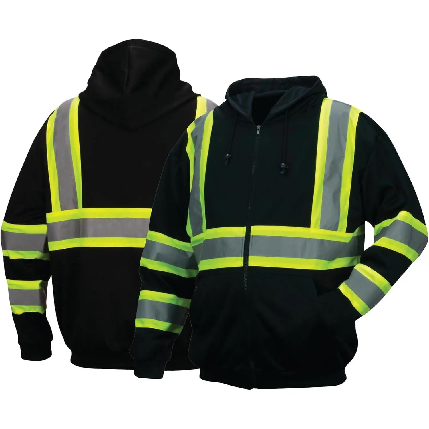 RSZH34 Series Enhanced Visibility Black Sweatshirt ANSI Type 0 Class 1 With Reflective Contrasting Tape Size M