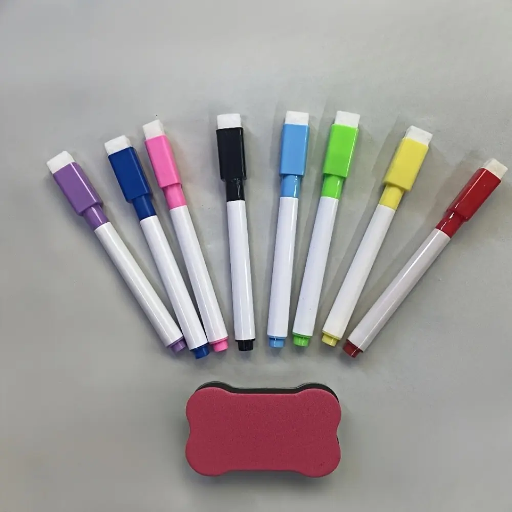 8Pcs Magnetic Dry Erase Markers With Eraser Random Colors Wipeable Whiteboard Pens Marker Set School Office Home Stationery For Students Teachers Back To School Classroom Meeting Note Taking Training Prize Holiday Small Gift Supplies