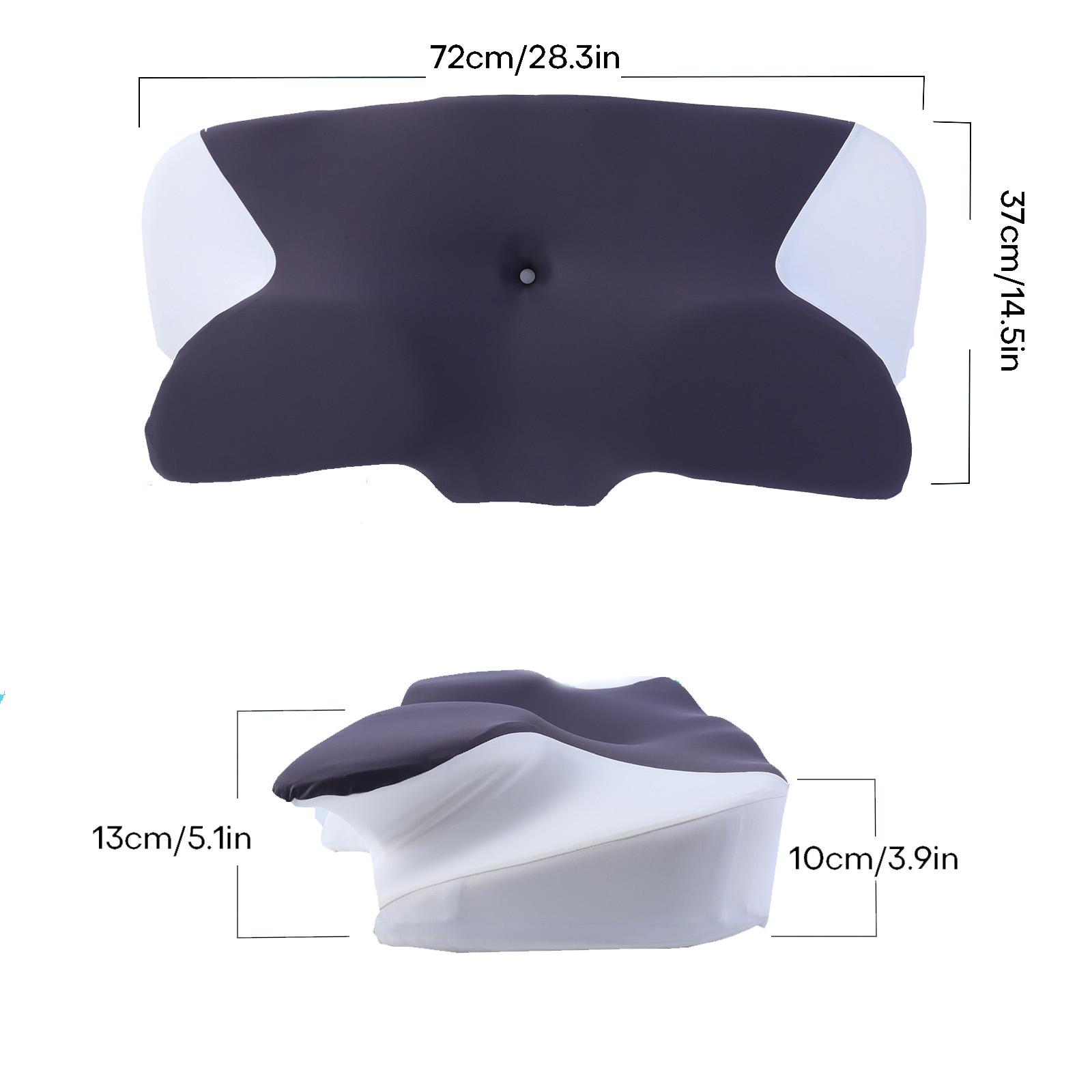 Extra-wide, oversized neck pillow High-quality supportive memory foam pillow Two heights available Washable, breathable pillowcase Enlarged armrest area for Side Sleep Stomach Sleeping and Back Sleepers