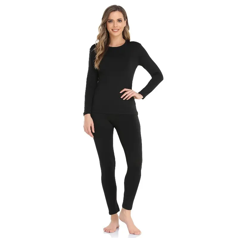 Women's Knitted Thermal Underwear Set, , Everyday Base Layer Pajamas with Top and Bottom for Cold Weather, Style, Clothes, Casual