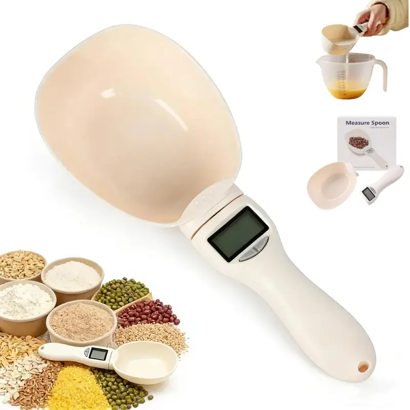 Digital Kitchen Measuring Spoon Cooking Scale 1-800g Accurate LCD Display, 5-Unit Conversion, Detachable Scoop, Lightweight Portable Home Supply for Home Baking, Coffee`