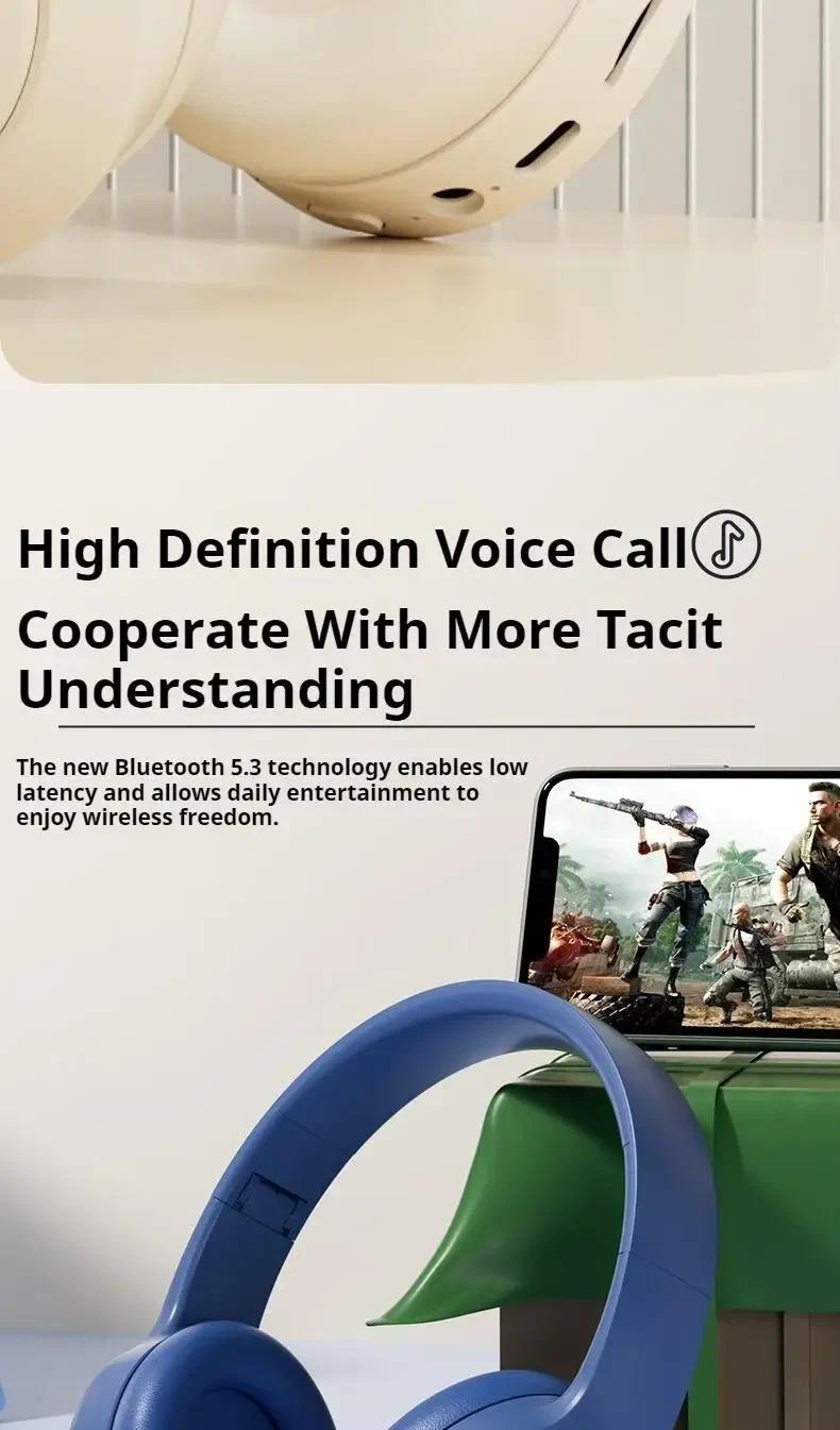 noisecancellingheadphone Wireless Bluetooth 5.3 Headphones Sports Gaming Earphones Support TF/AUX noise reduc