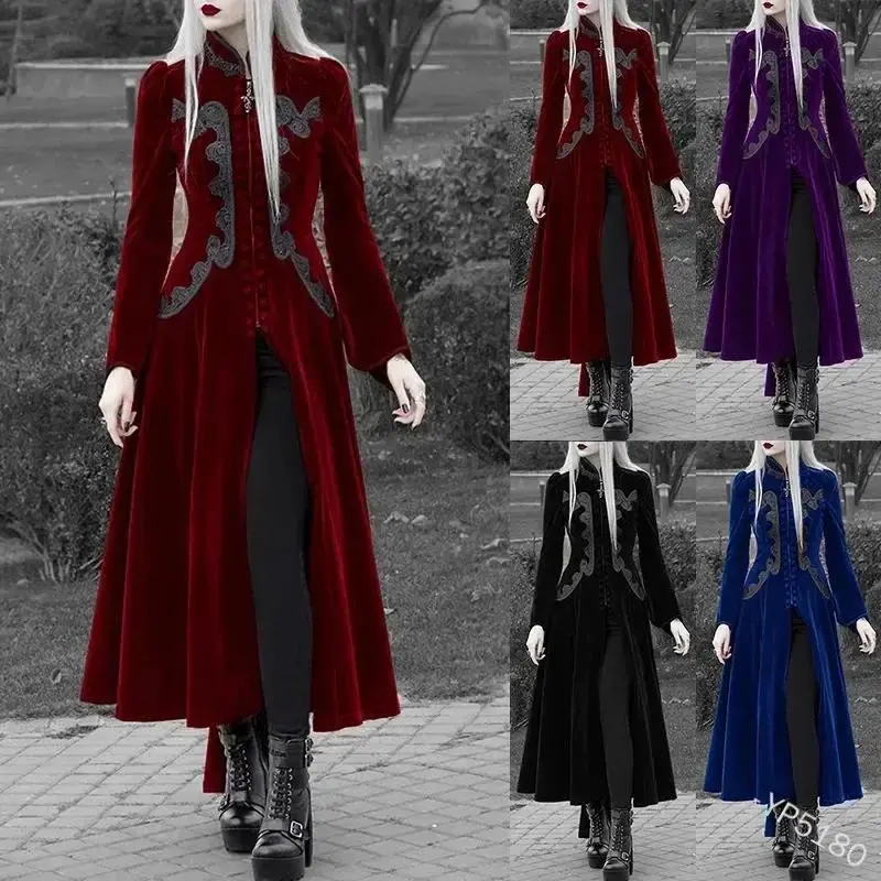 Women's Medieval Renaissance Victorian Steampunk Gothic Lace Tuxedo Coat Jacket Costume for Halloween Cosplay Party