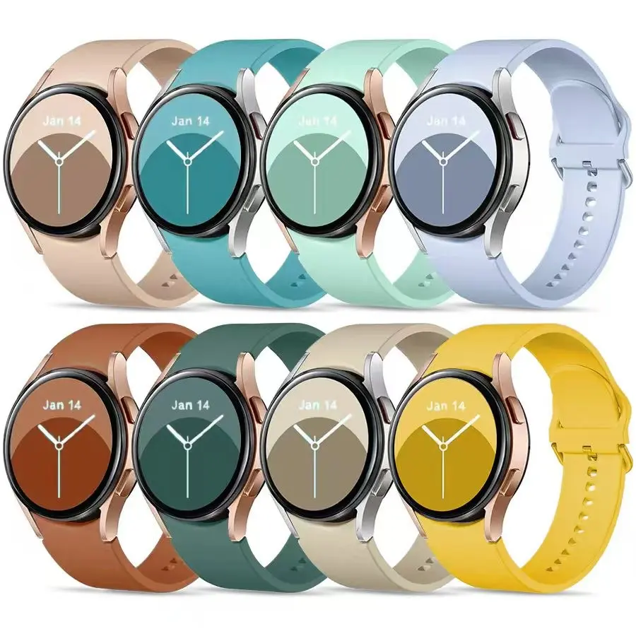 8 Piece Silicone Band Set for Samsung Galaxy Watch 7/6/5/4, 20mm Sport Bands for Men & Women, Smartwatch Replacement Straps, Compatible with Multiple Models, Smartwatch Accessories