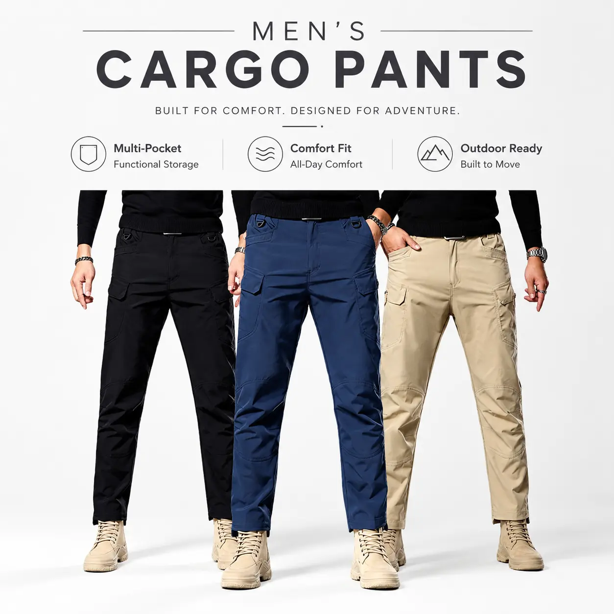 Men's Tactical Cargo Pants Multi Pocket Straight Fit Outdoor Work Casual Pants
