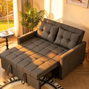 52" Sleeper Sofa with Pull-Out Bed, couch,3-in-1 Convertible Sofa Bed, Loveseat with Stepless Adjustable Backrest and Side Pocket, for Living Room Dorm Apartment,Day bed,,sofas para sala