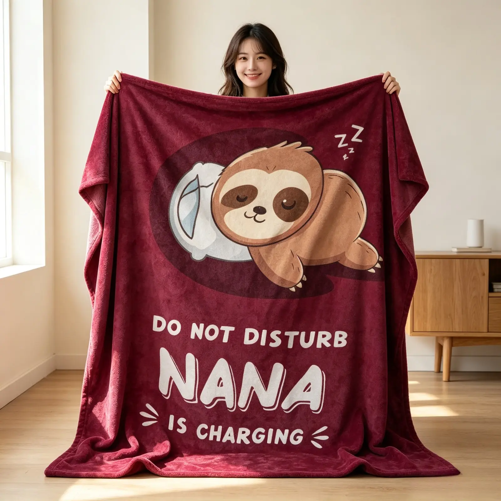 Funny Nana Gift Blanket Nana Is Charging Sloth Flannel Throw Blanket Soft Cozy Air Conditioning Blanket From Grandkids For Bed Sofa Couch Bedroom Home Decor Mothers Day Birthday Christmas Holiday Gift