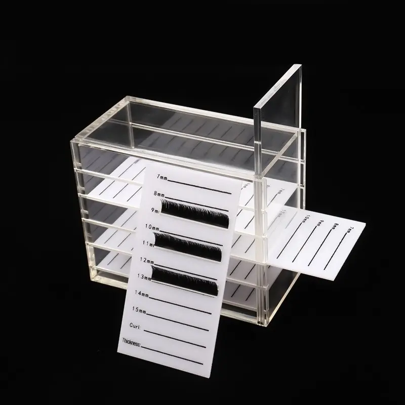 False Eyelash Storage Box, 5-Layer Eyelash Extension Storage Box, Transparent Acrylic Eyelash Box, Eyelash Storage Tray with Scale Markings