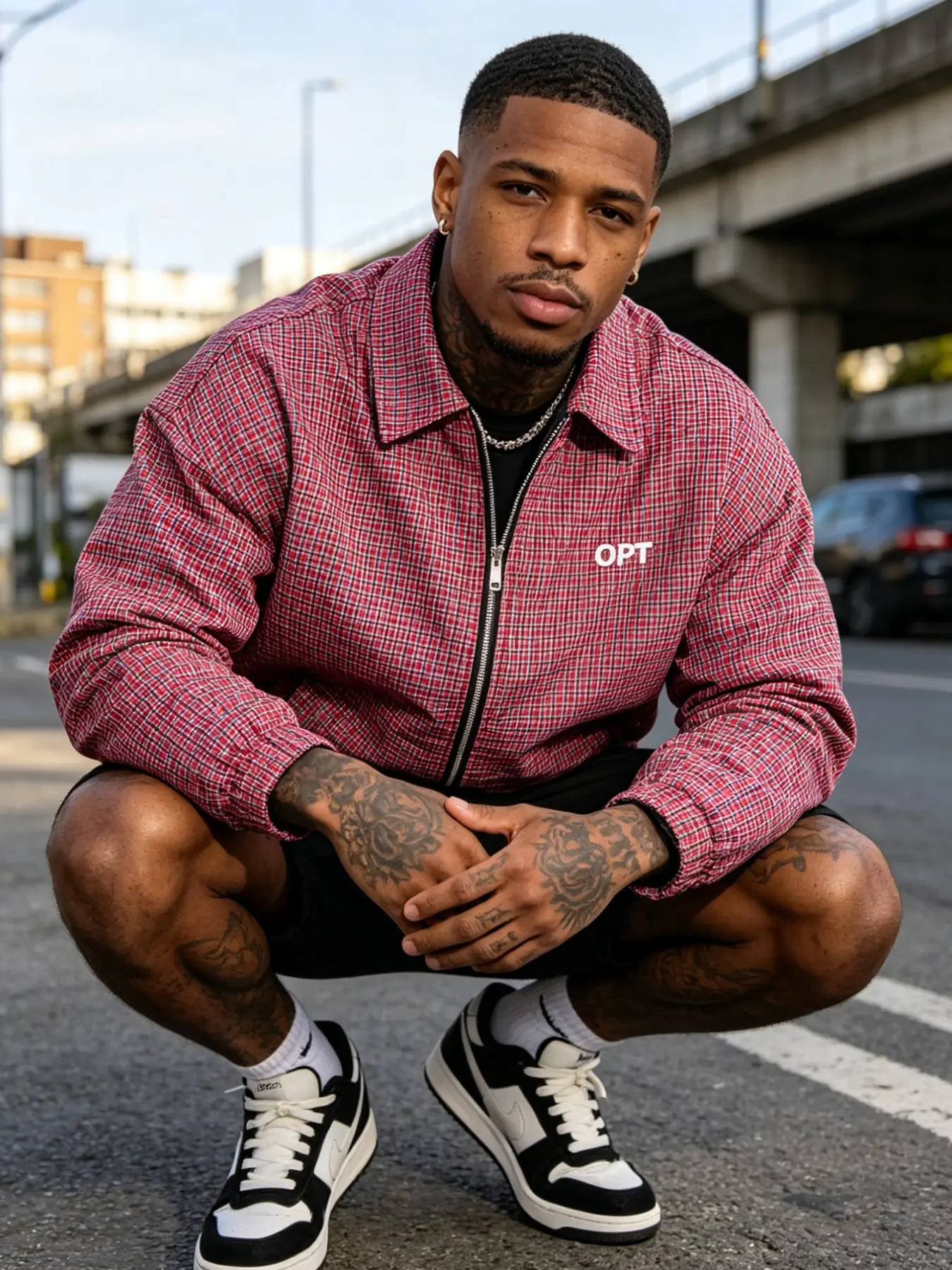 Men's Retro Vintage Mini Plaid Lapel Zipper Jacket, Long Sleeve Elastic Cuff Windbreaker, Casual Streetwear, Daily Outdoor Loose Fit Coat