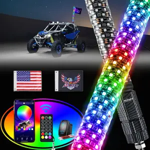 Nilight 1Pc 3FT Spiral Antenna Bluetooth Remote App Control Led Fat Whip Light