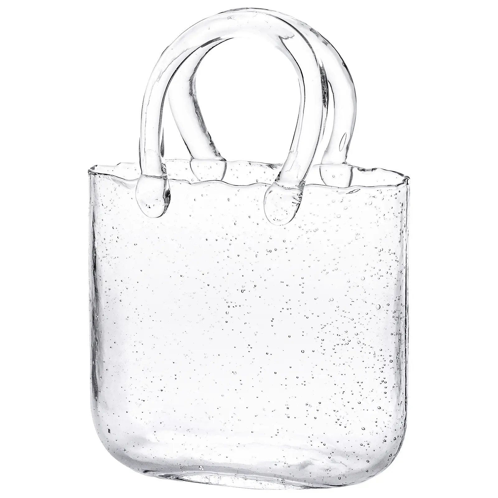 WHONLINE 1/2pcs Glass Purse Vase for Flowers, Clear Bag Vases with Handle, Unique Cute Handbag Shape Decorative Flower Vases for Centerpieces Home Table Shelf Decor Birthday Gift, For Halloween and Christmas