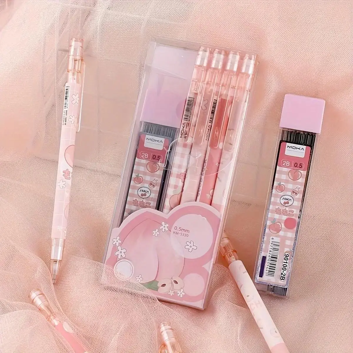 Cute Mechanical Pencil Set, 4-Pack with 0.5mm Automatic Pencils, Dinosaur and Heart Design, Durable Plastic, School Office Supplies, Student Essentials